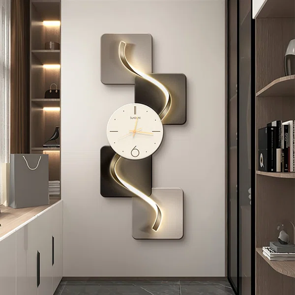 39.4_+Large+Silent+Wall+Clock+Light+Modern+Abstract+Geometric+Decor+Art+Living+Room