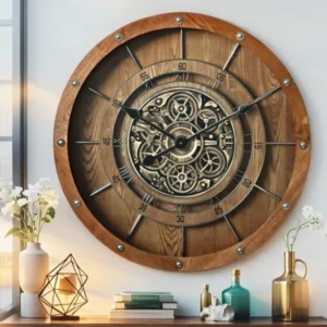 THE GEARS CLOCK Wall Clock with Real Moving Gears FR-LI_ 32 in Round